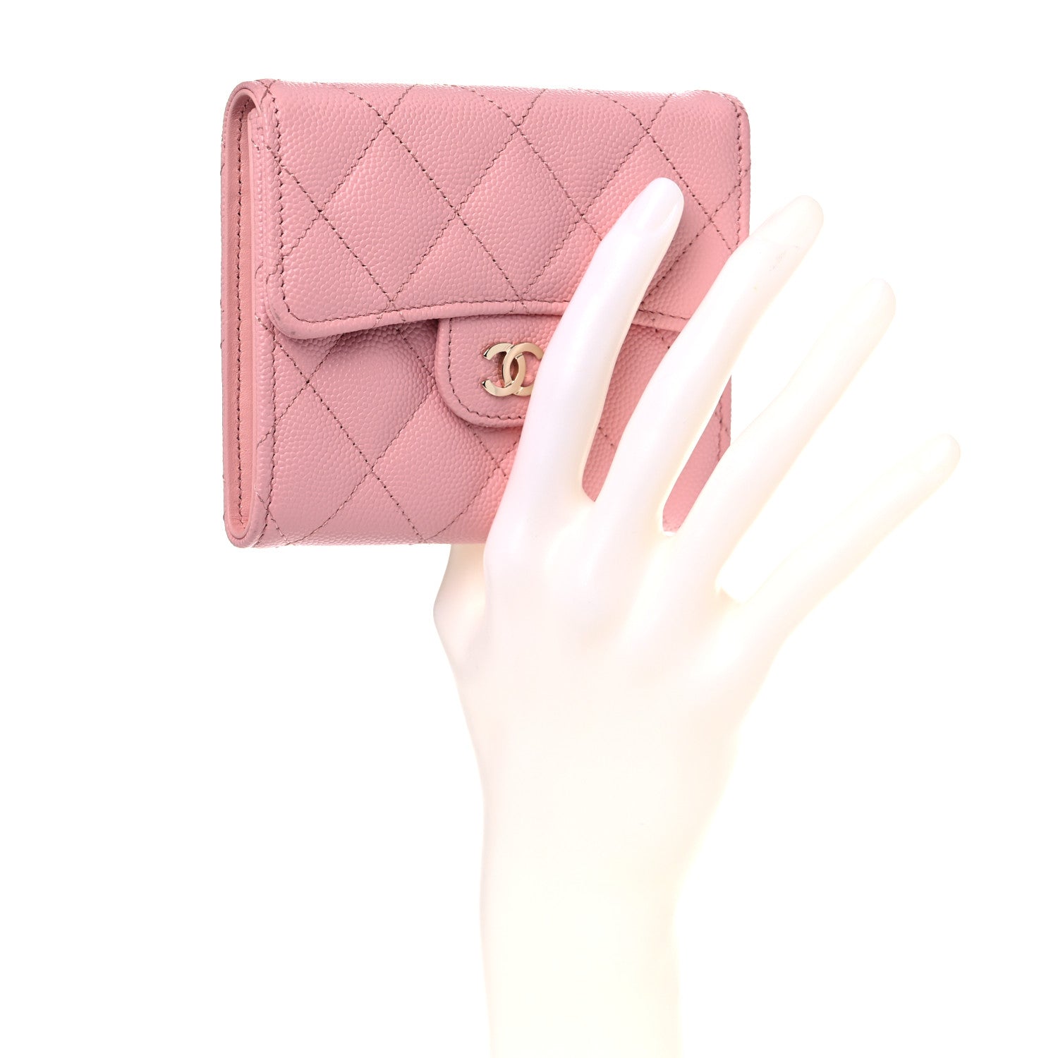 Chanel Caviar Quilted Compact Flap Wallet Pink 2 of 10
