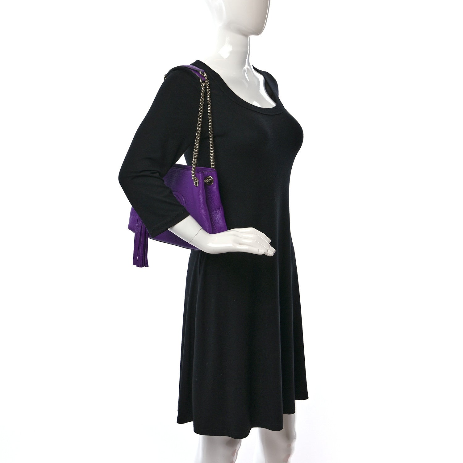 Gucci Pebbled Calfskin Small Soho Chain Shoulder Bag Shine Purple 2 of 9