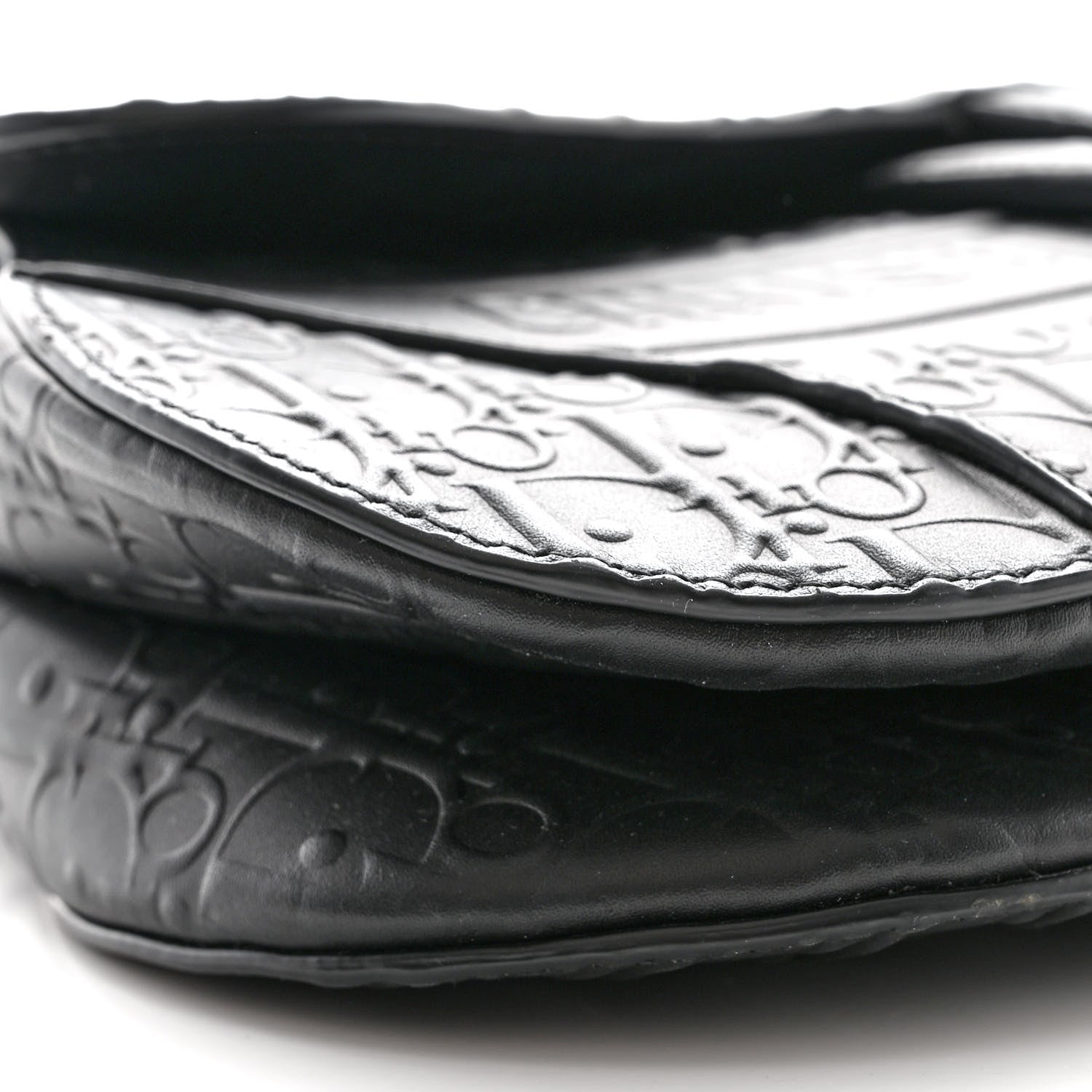 Christian Dior Calfskin Embossed Oblique Saddle Bag Black 9 of 10