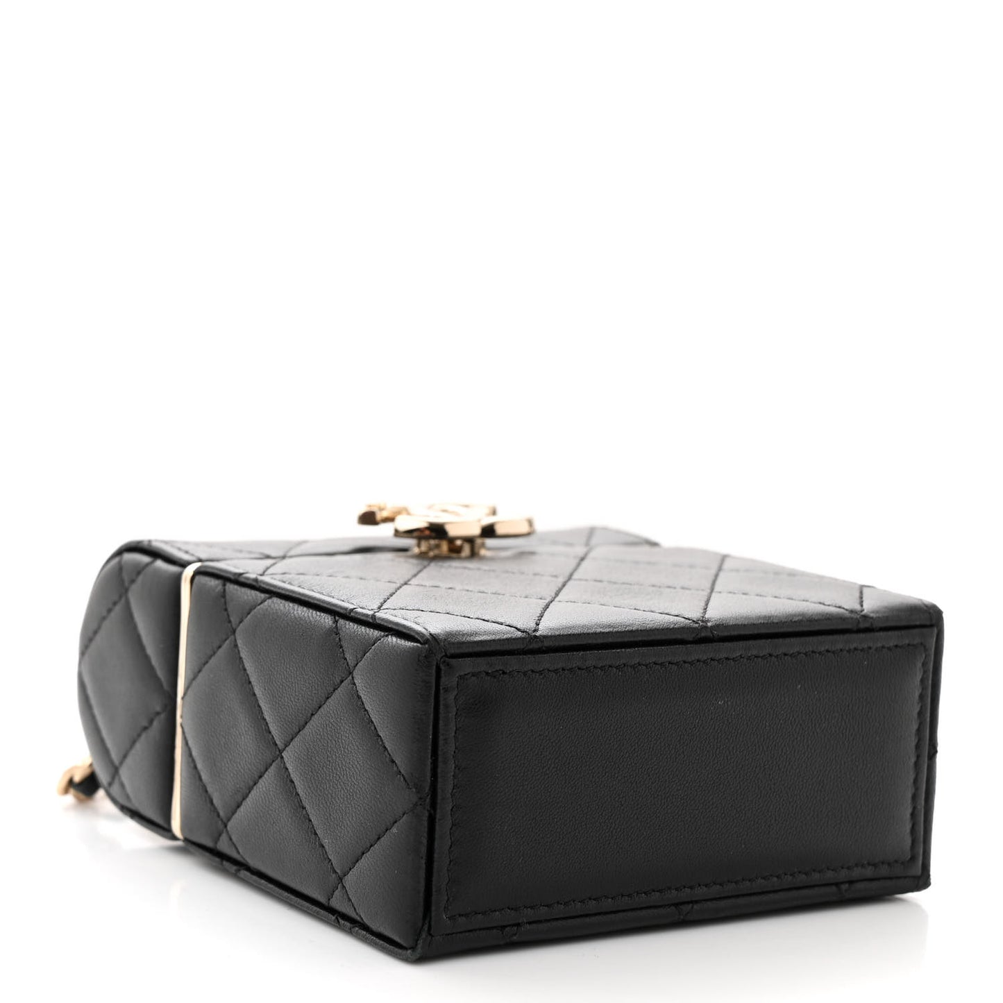 Lambskin Quilted Small Box With Chain Black