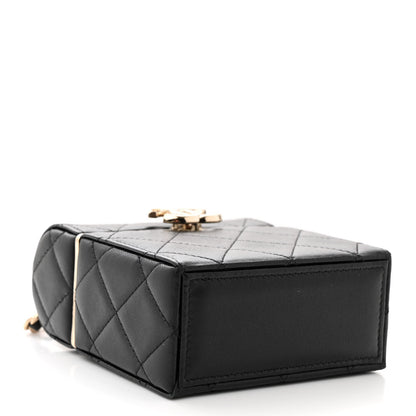Chanel Lambskin Quilted Small Box With Chain Black 5 of 12