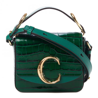 Chloe Calfskin Crocodile Embossed Mini C Double Carry Woodsy Green 1 of 9