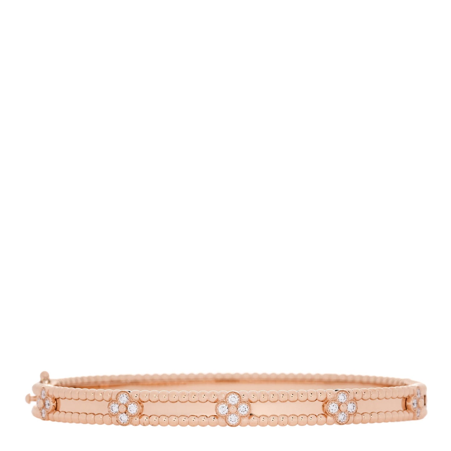 18K Rose Gold Diamond Perlee Sweet Clovers Bracelet L