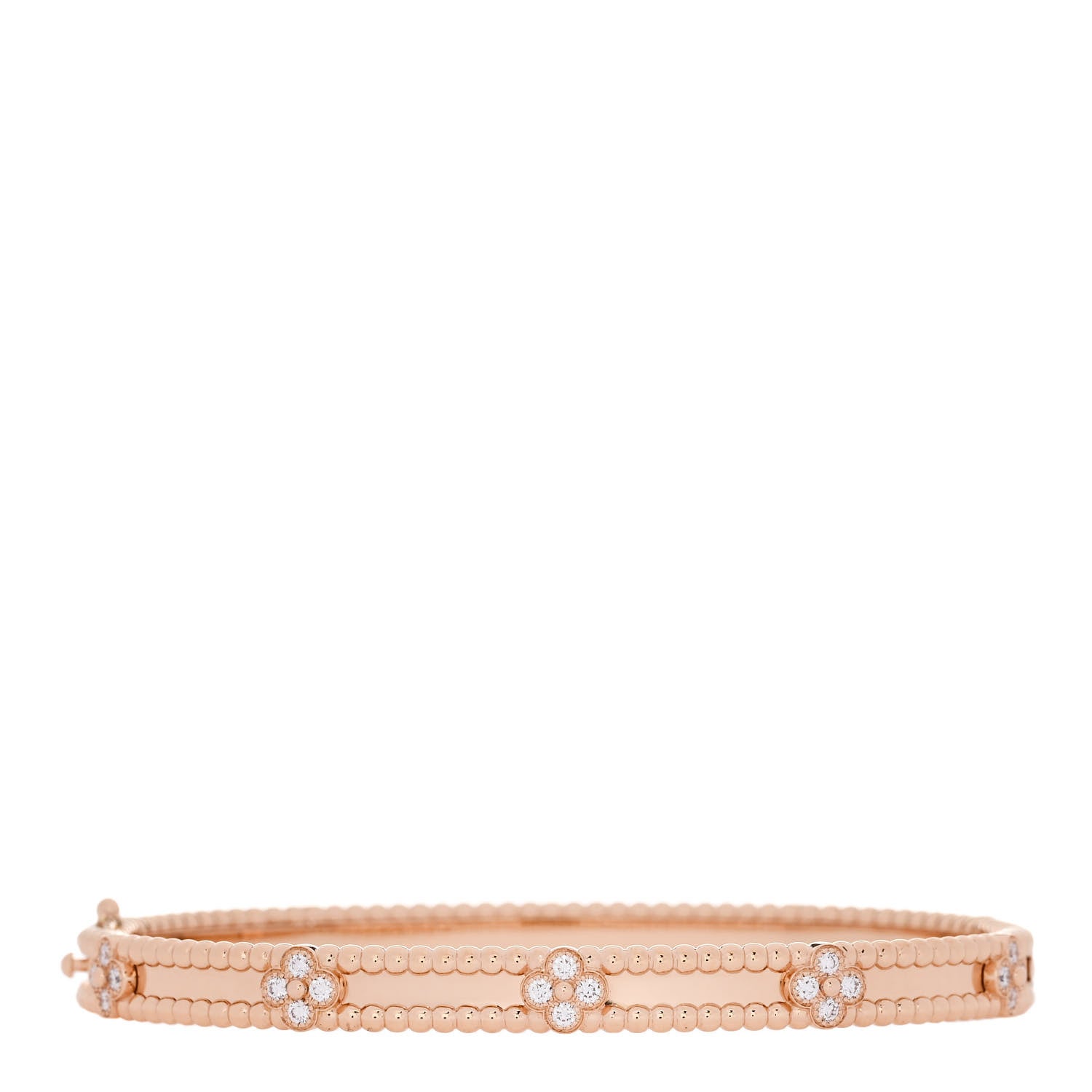 Van Cleef & Arpels 18K Rose Gold Diamond Perlee Sweet Clovers Bracelet L 1 of 4