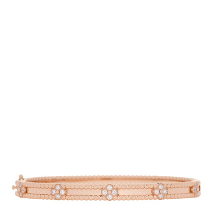 Van Cleef & Arpels 18K Rose Gold Diamond Perlee Sweet Clovers Bracelet L 1 of 4