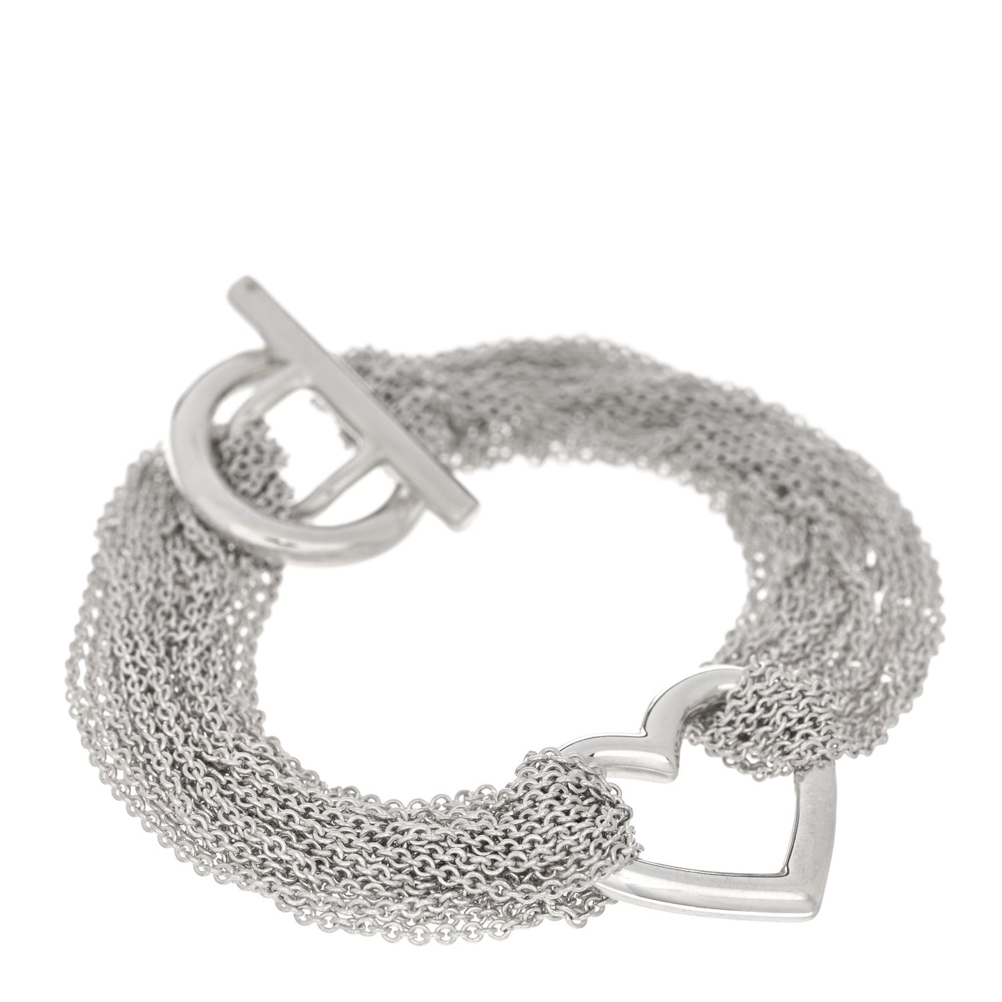 Sterling Silver Open Heart Multi Strand Bracelet