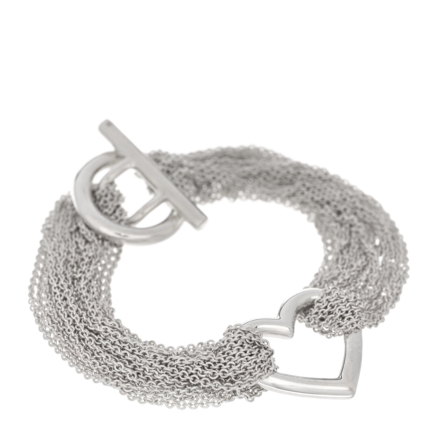 Tiffany Sterling Silver Open Heart Multi Strand Bracelet 1 of 3