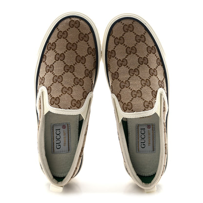 Gucci GG Monogram Womens 1977 Tennis Slip On 30mm Sneakers 36 Beige Ebony Mystic White 2 of 9