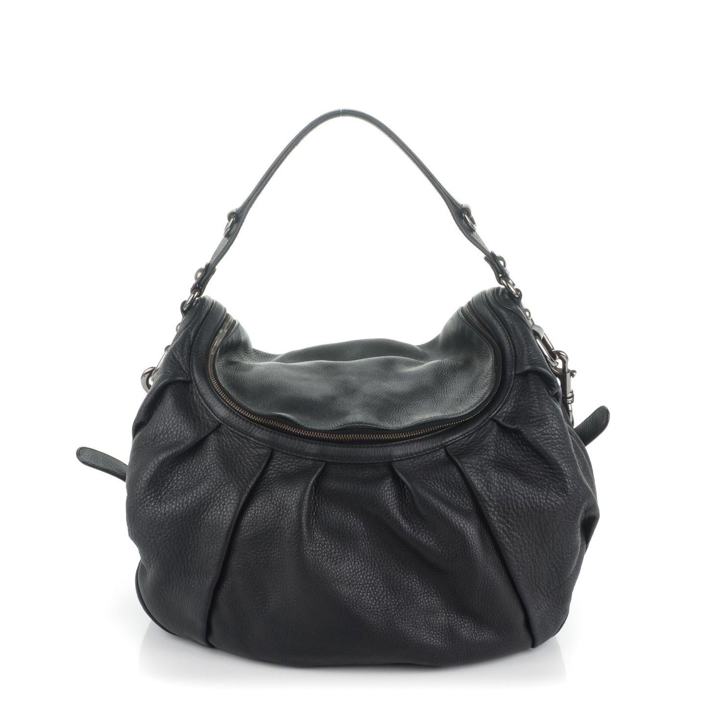 Pebbled Calfskin Icon Bit Shoulder Bag Black
