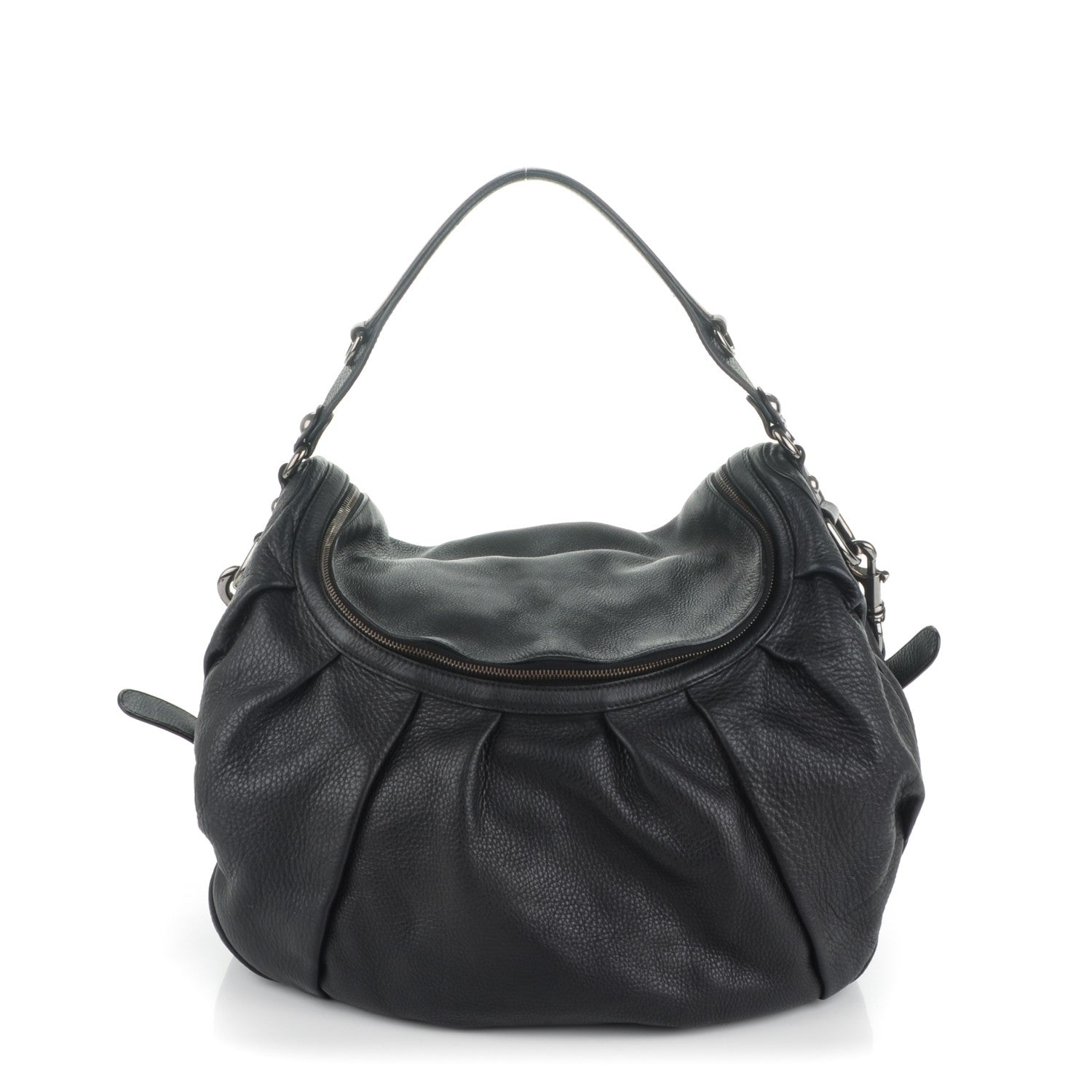 Gucci Pebbled Calfskin Icon Bit Shoulder Bag Black 1 of 7
