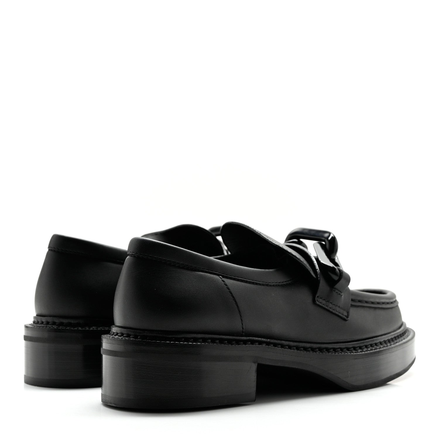 Louis Vuitton Calfskin Oversized Chain Academy Loafers 36 Black 4 of 11