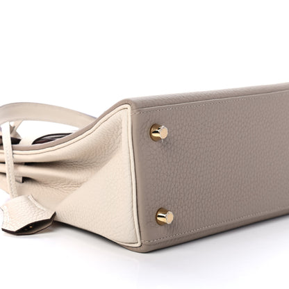 Hermes Taurillon Clemence Horseshoe Kelly Retourne 25 Gris Tourterelle Craie 8 of 10