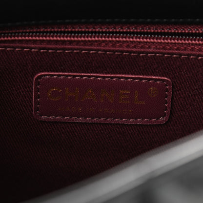 Chanel Glazed Calfskin Castle Rock Large Flap Black Burgundy 6 of 9