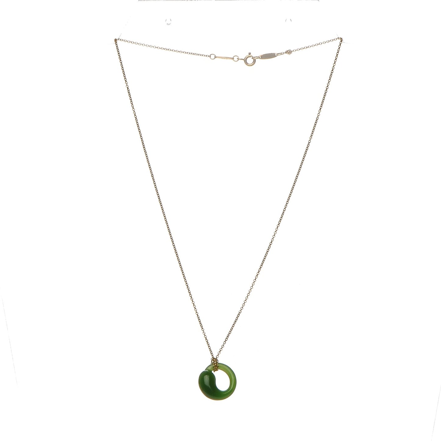 18K Yellow Gold Jade Elsa Peretti Eternal Circle Necklace