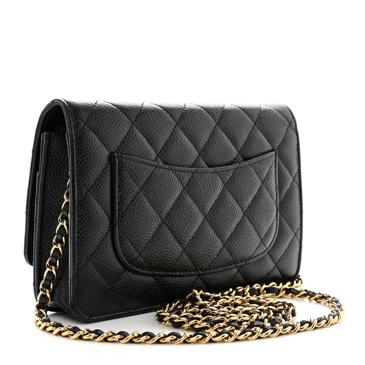 Caviar Quilted Wallet on Chain WOC Black