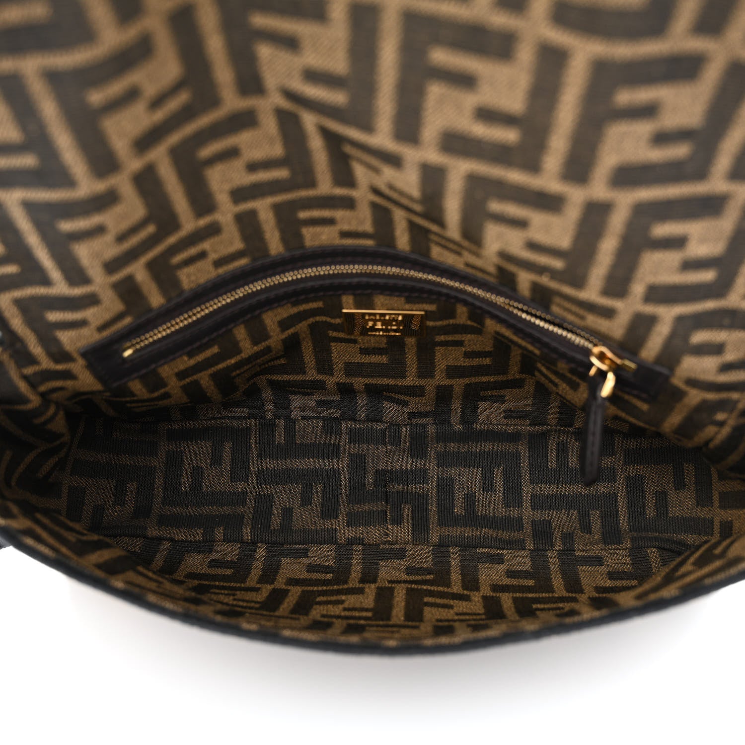 Fendi Fabric Jacquard FF 1974 Medium Baguette Tobacco Moro Black 5 of 11