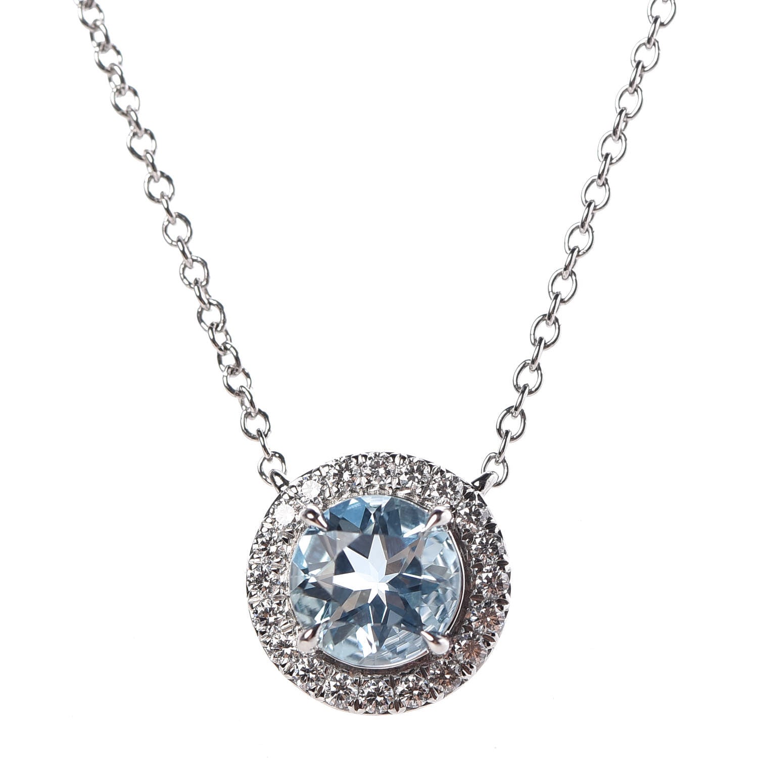 Tiffany Platinum Diamond Aquamarine Soleste Pendant Necklace 4 of 6