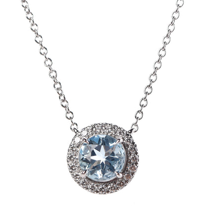 Tiffany Platinum Diamond Aquamarine Soleste Pendant Necklace 4 of 6
