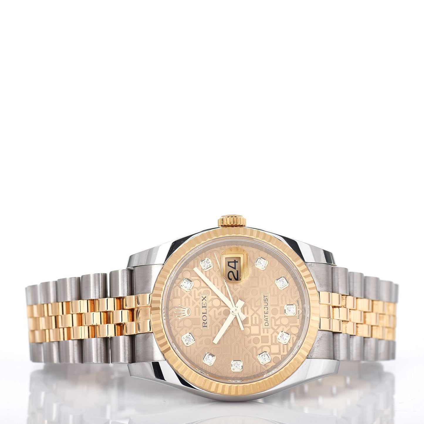 Stainless Steel 18K Yellow Gold Diamond 36mm Oyster Perpetual Datejust Watch Champagne Jubilee 116233