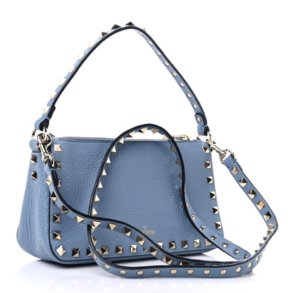 Valentino Garavani Pebbled Calfskin Small Rockstud Flip Lock Shoulder Bag Niagara 2 of 7