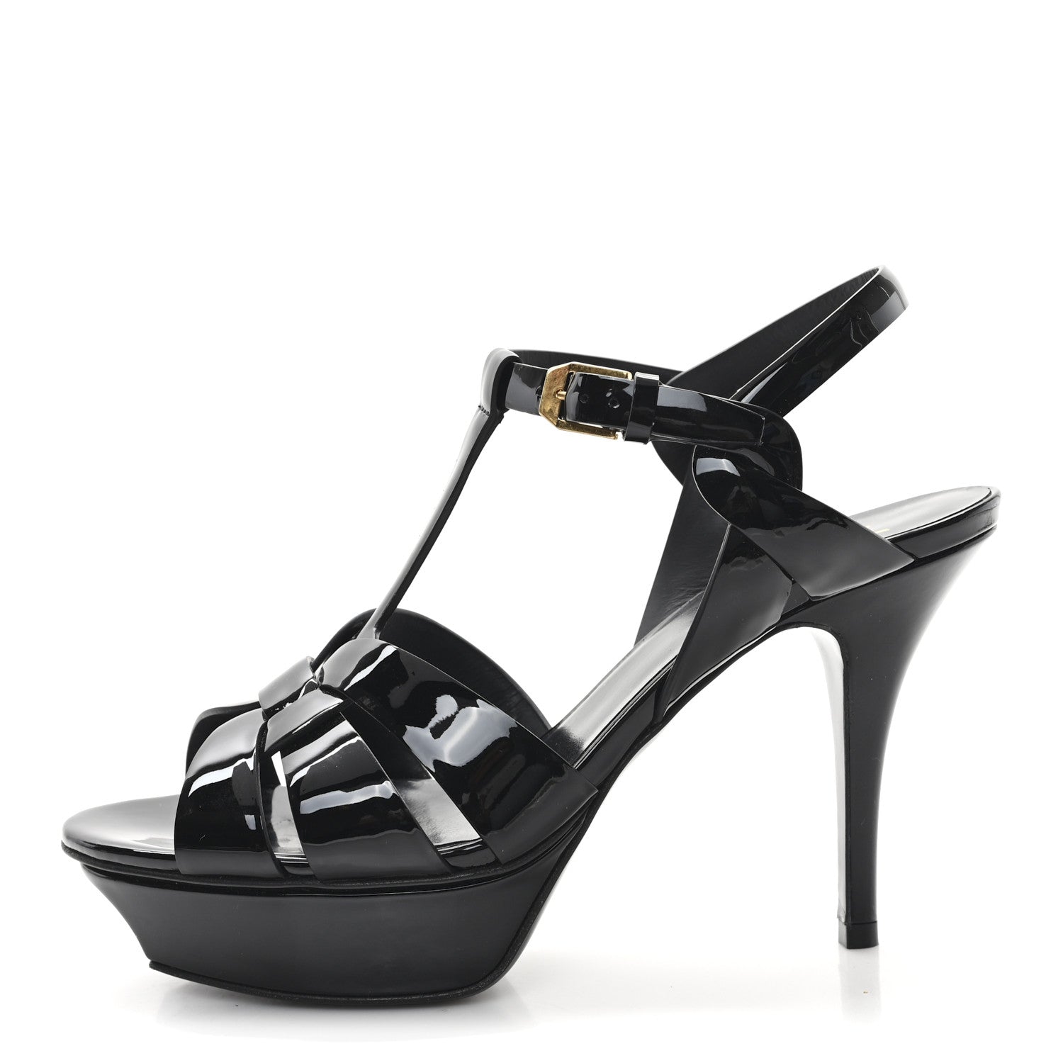 Saint Laurent Patent Tribute 75 Platform Sandals 37 Black 1 of 10