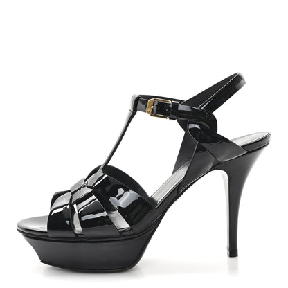 Saint Laurent Patent Tribute 75 Platform Sandals 37 Black 1 of 10