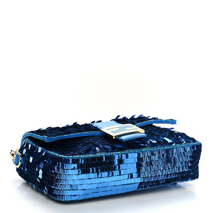 Fendi Sequin Paillettes Shiny Nappa Sex and the City Baguette Blue Blue Royal 4 of 11