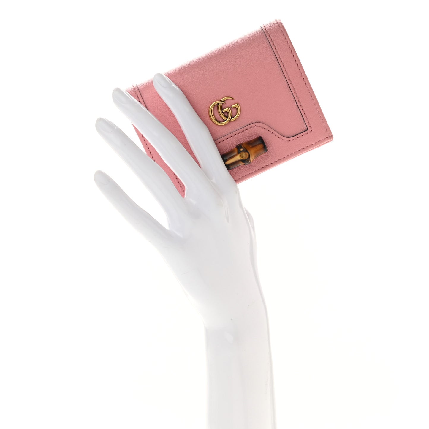 Wonka Grain Calfskin Diana Card Case Wallet Wild Rose