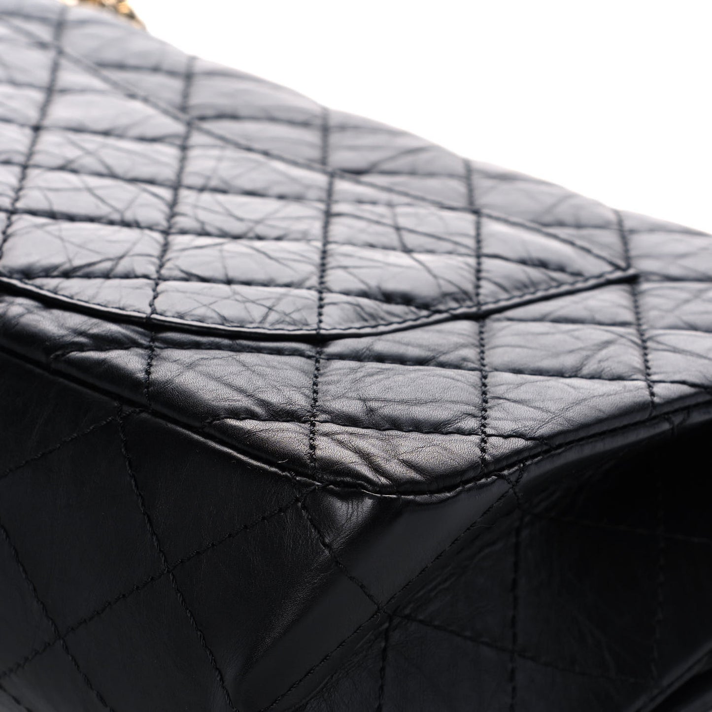 Aged Calfskin Quilted 2.55 Reissue 227 Flap Black