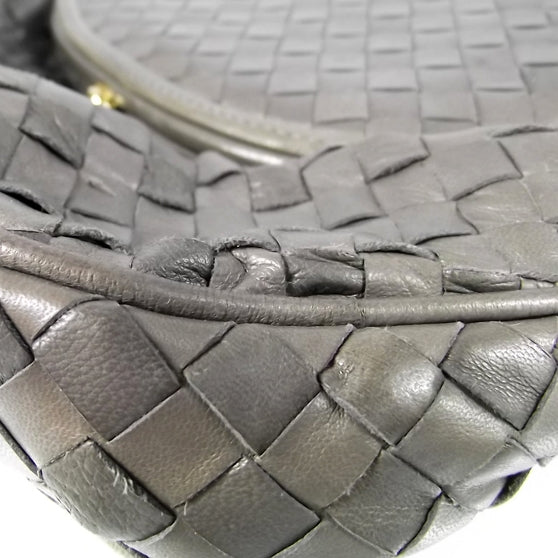 Bottega Veneta Vintage Woven Fold Over Shoulder Bag Gray 7 of 8