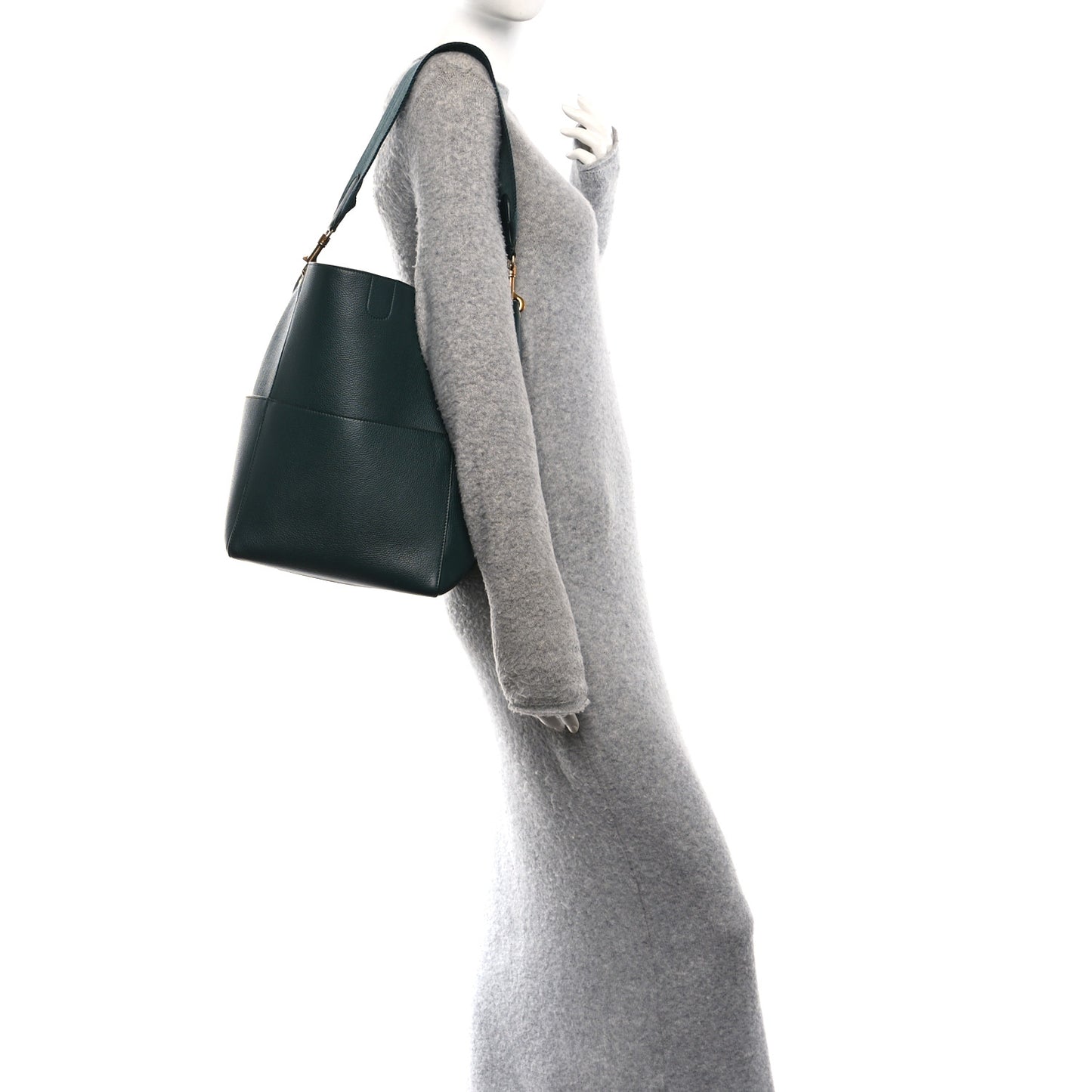 Soft Grained Calfskin Sangle Bucket Bag Amazone