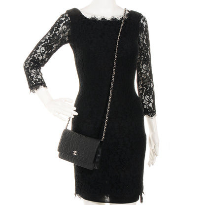 Chanel Lambskin Camellia Wallet on Chain WOC Black 2 of 8
