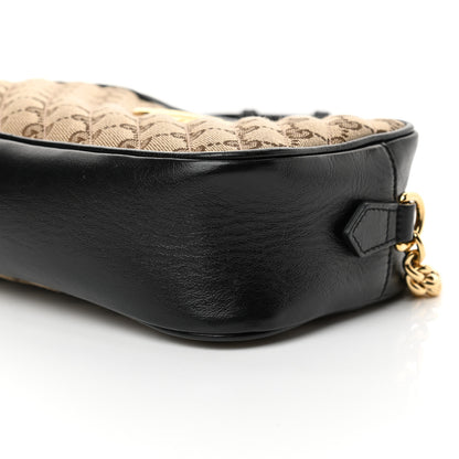 Gucci Monogram Matelasse Diagonal Small GG Marmont Chain Shoulder Bag Beige Black 10 of 11