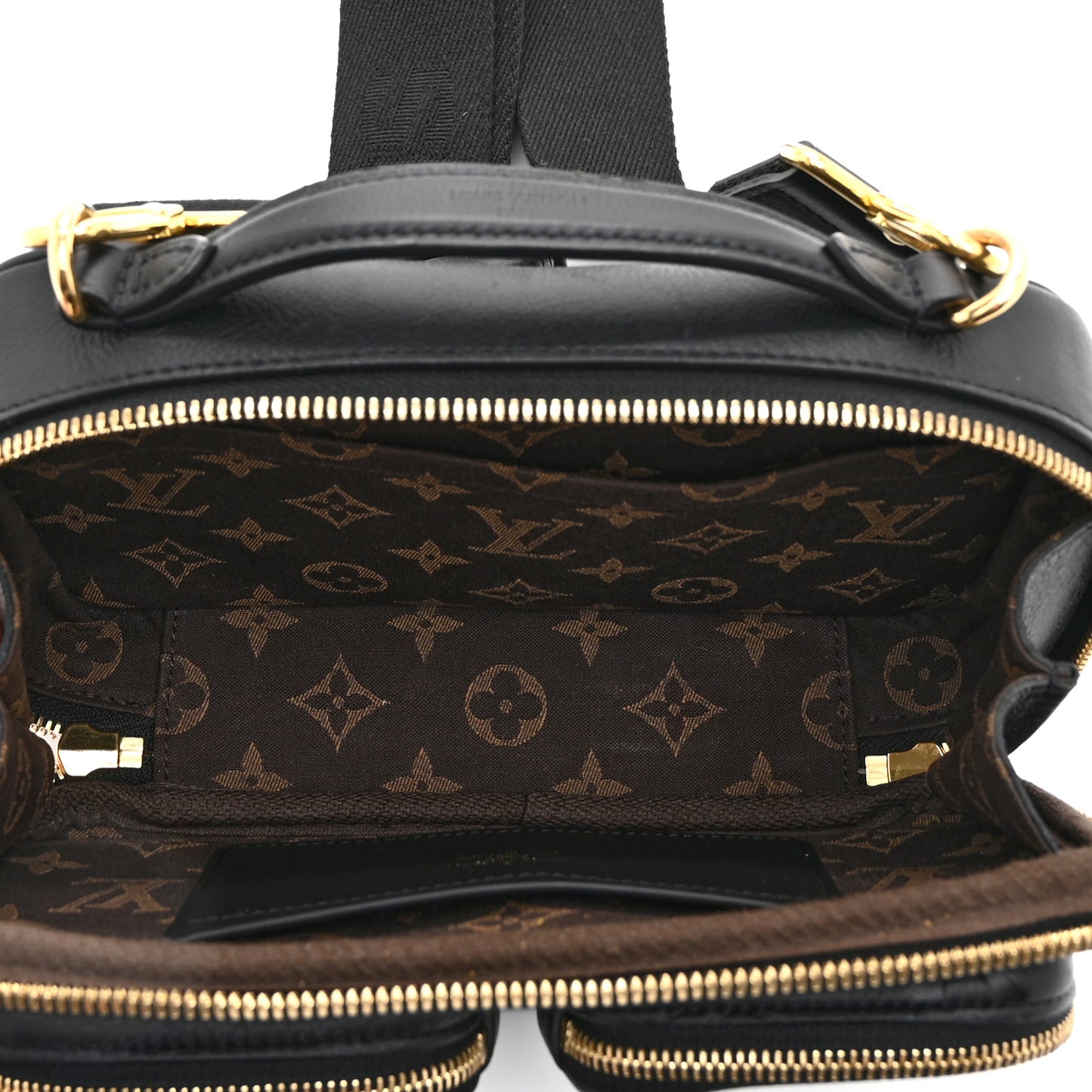 Calfskin Monogram Embossed Utility Crossbody Black