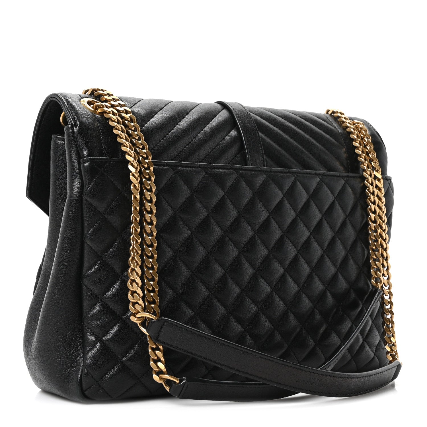 Saint Laurent Goatskin Mixed Matelasse Triquilt Large Monogram Satchel Black 3 of 10