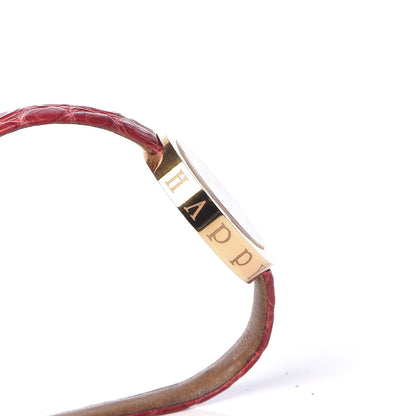 Chopard 18K Yellow Gold Alligator Diamond Happy Spirit Bracelet Red 8 of 10