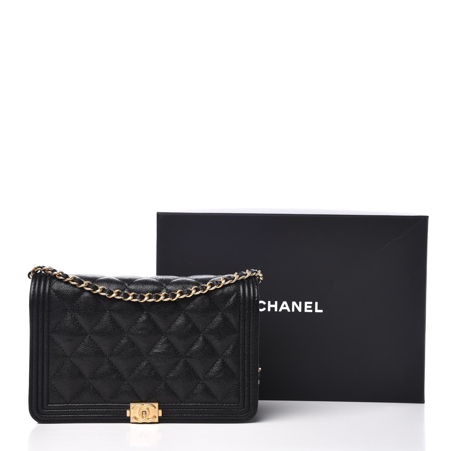 Chanel Caviar Quilted Boy Wallet On Chain WOC Black 9 of 9