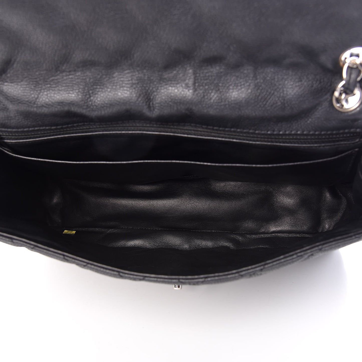 Washed Caviar Quilted Maxi Single Flap Black