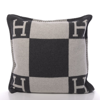 Hermes Wool Cashmere Avalon Pillow PM Ecru Gris Fonce 2 of 5