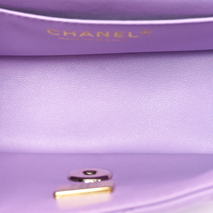 Chanel Lambskin Quilted Mini Top Handle Rectangular Flap Light Purple 5 of 10