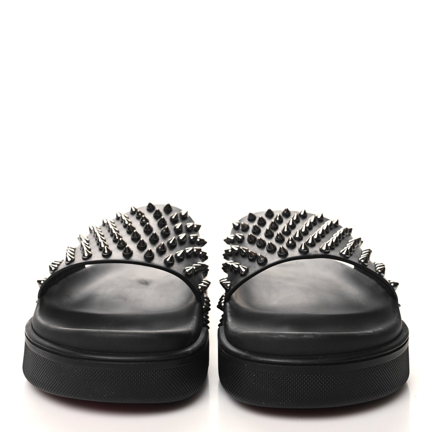 Calfskin Studded Mens Pool Fun Platform Flat Slide Sandals 43 Black