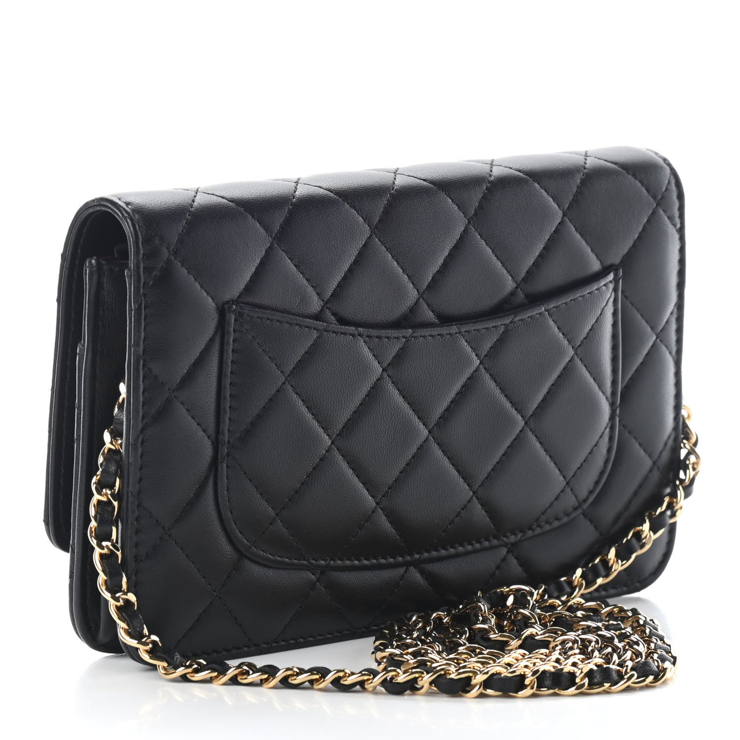 Lambskin Quilted Wallet On Chain WOC Black