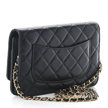 Chanel Lambskin Quilted Wallet On Chain WOC Black 3 of 9