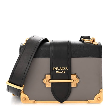 Prada City Calfskin Saffiano Cahier Bag Mercurio Black 1 of 11