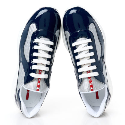 Prada Patent Technical Fabric Mens America's Cup Patchwork Sneakers 11 Royal Argento 5 of 9