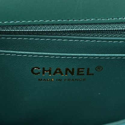 Chanel Shaded Patent Calfskin Quilted Mini Rectangular Flap Green Blue 6 of 10