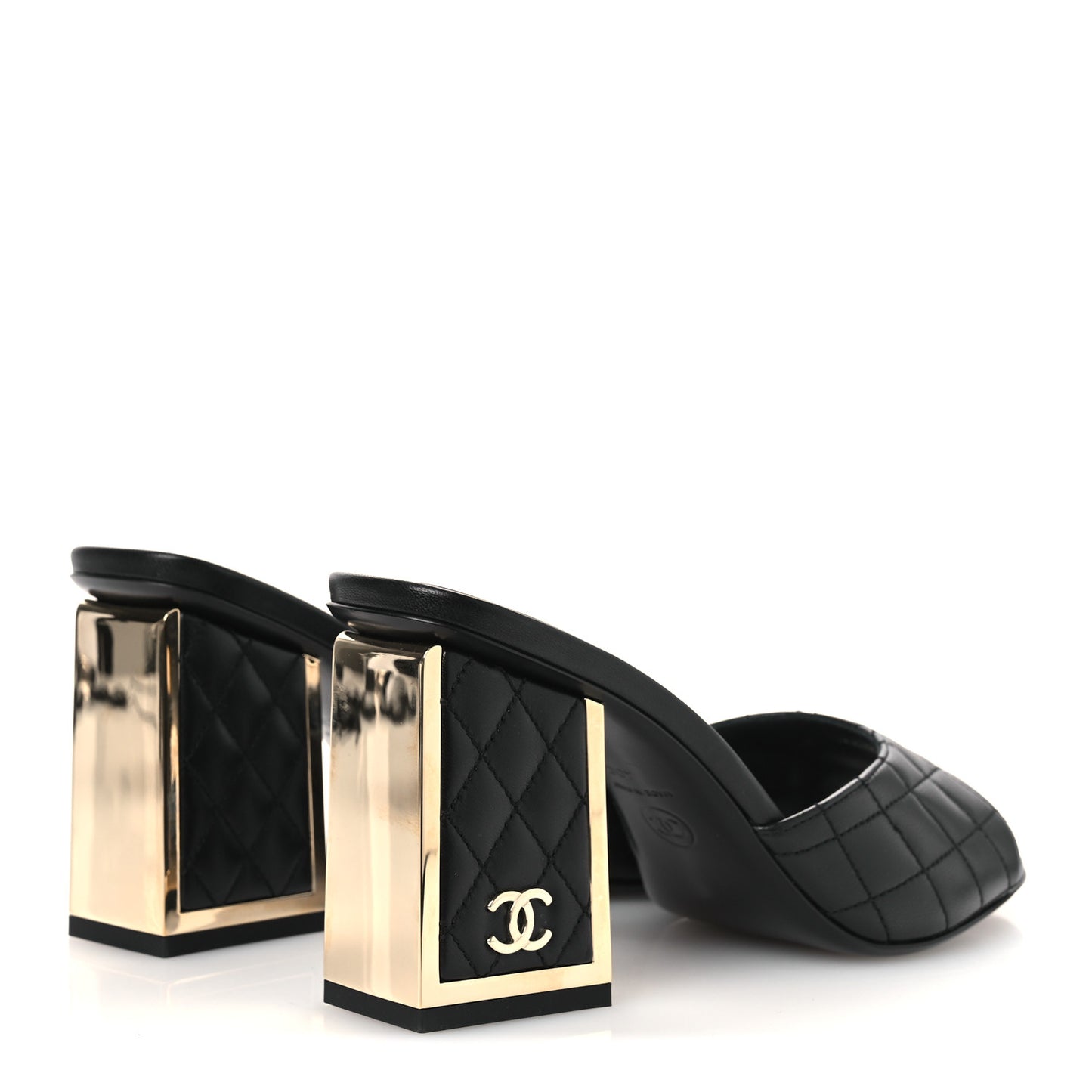 Lambskin Quilted CC Mules 40 Black
