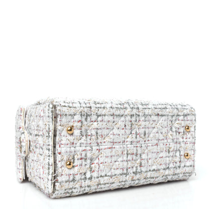Chanel Tweed Quilted Small Chanel 25 Handbag Ecru Khaki Gold Red 4 of 10