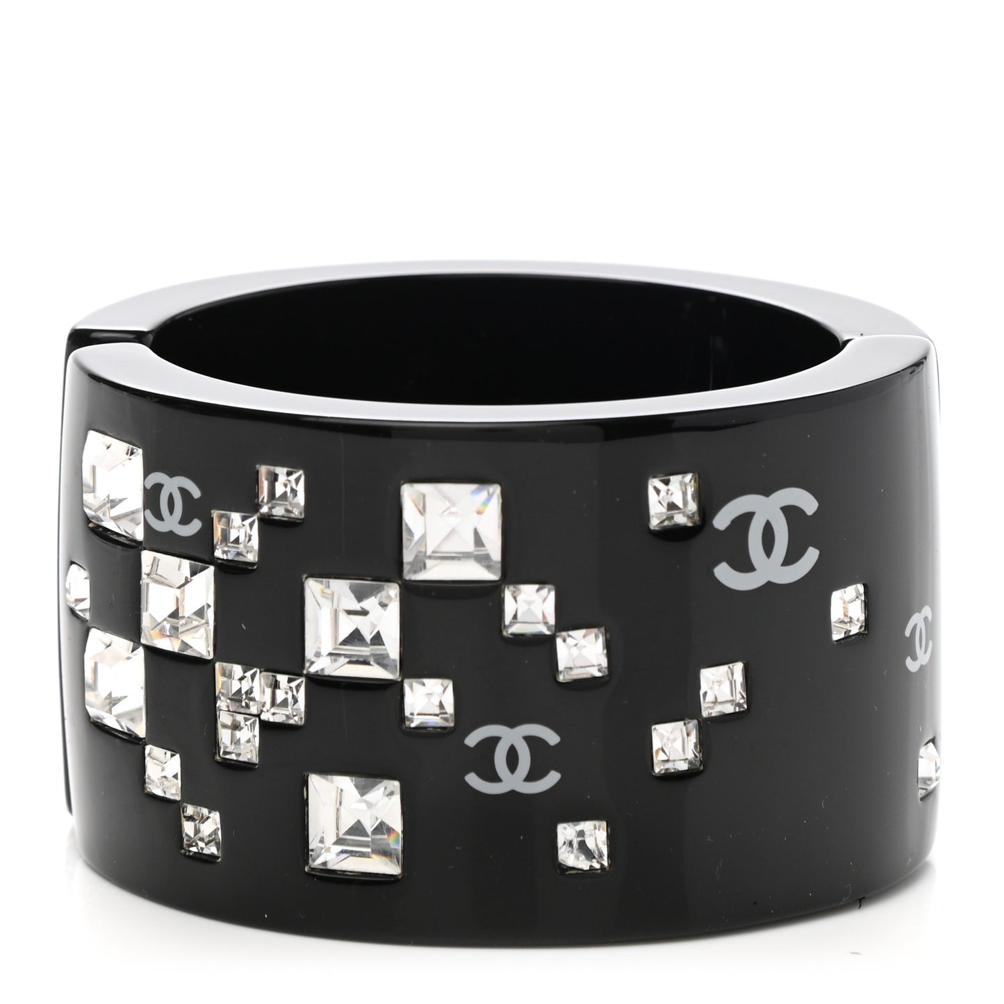 Resin Baguette Crystal CC Cuff Black