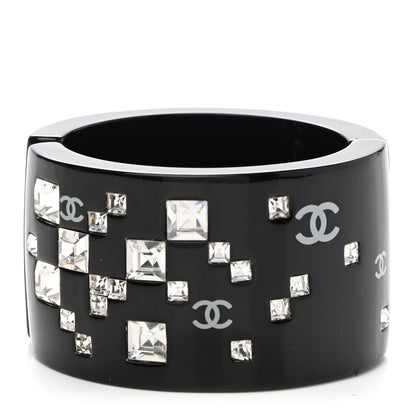 Chanel Resin Baguette Crystal CC Cuff Black 1 of 4